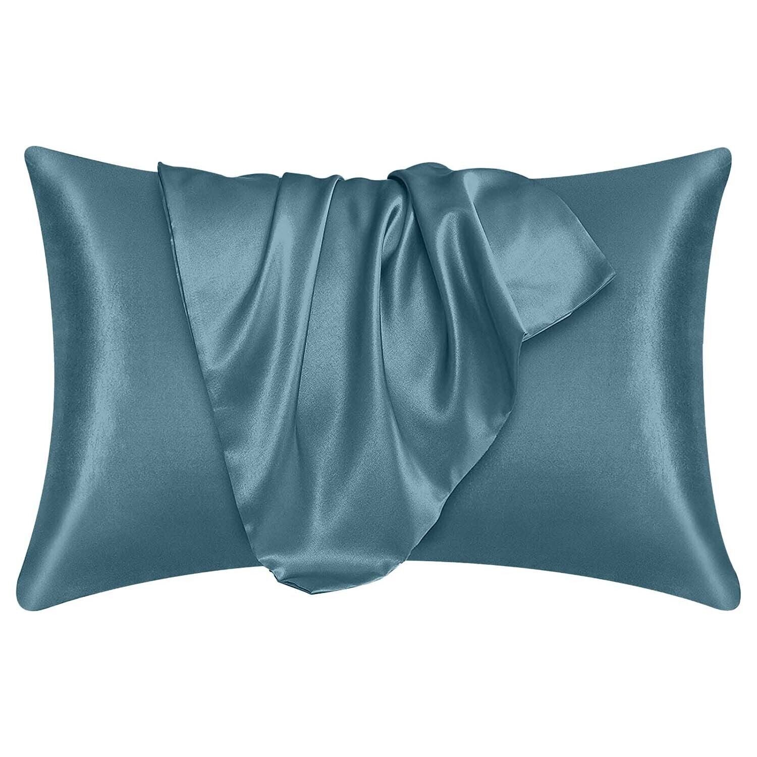 2 Pack Satin Silk Pillowcase for Hair & Skin Pillow Cases Cover Bedding Pair UK