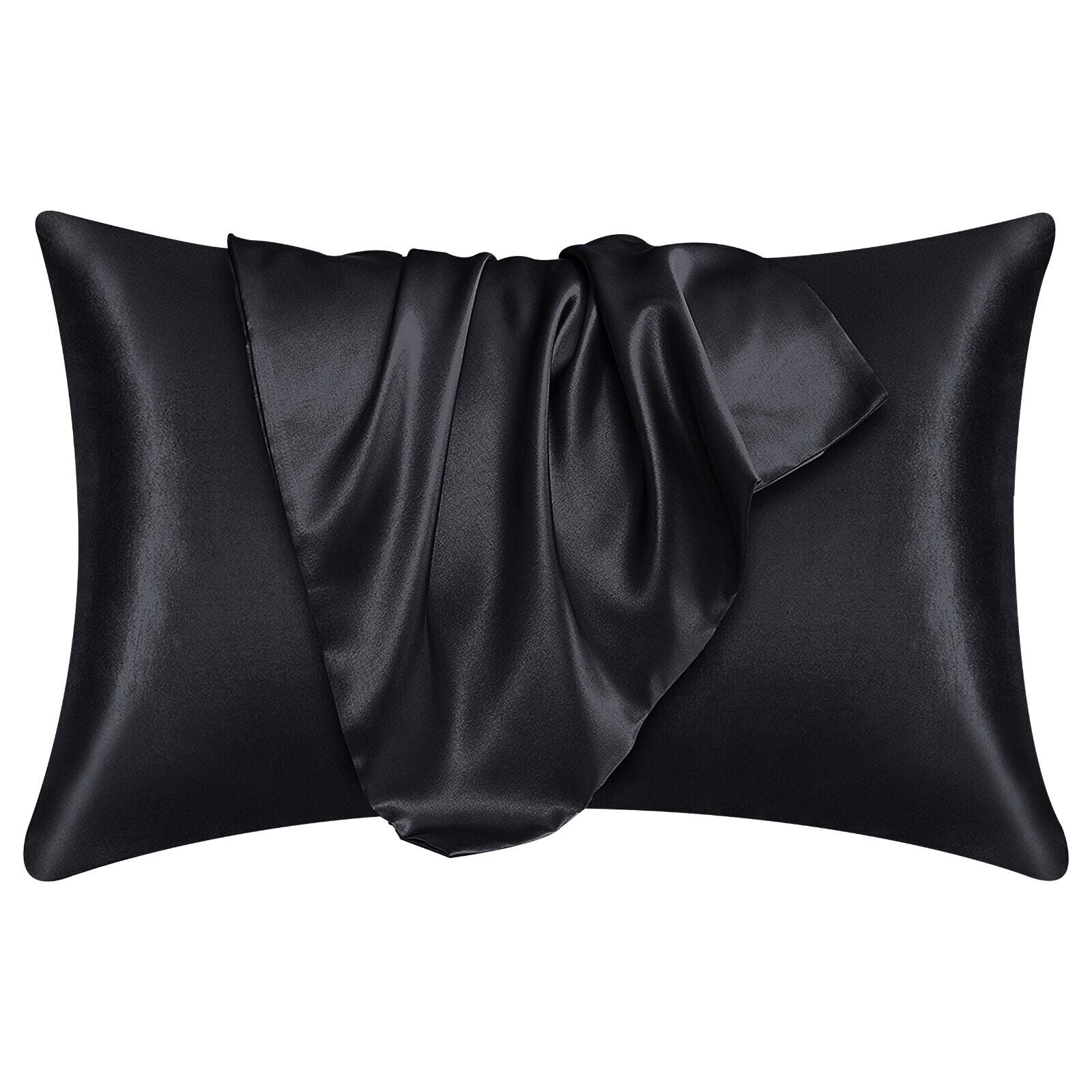 2 Pack Satin Silk Pillowcase for Hair & Skin Pillow Cases Cover Bedding Pair UK