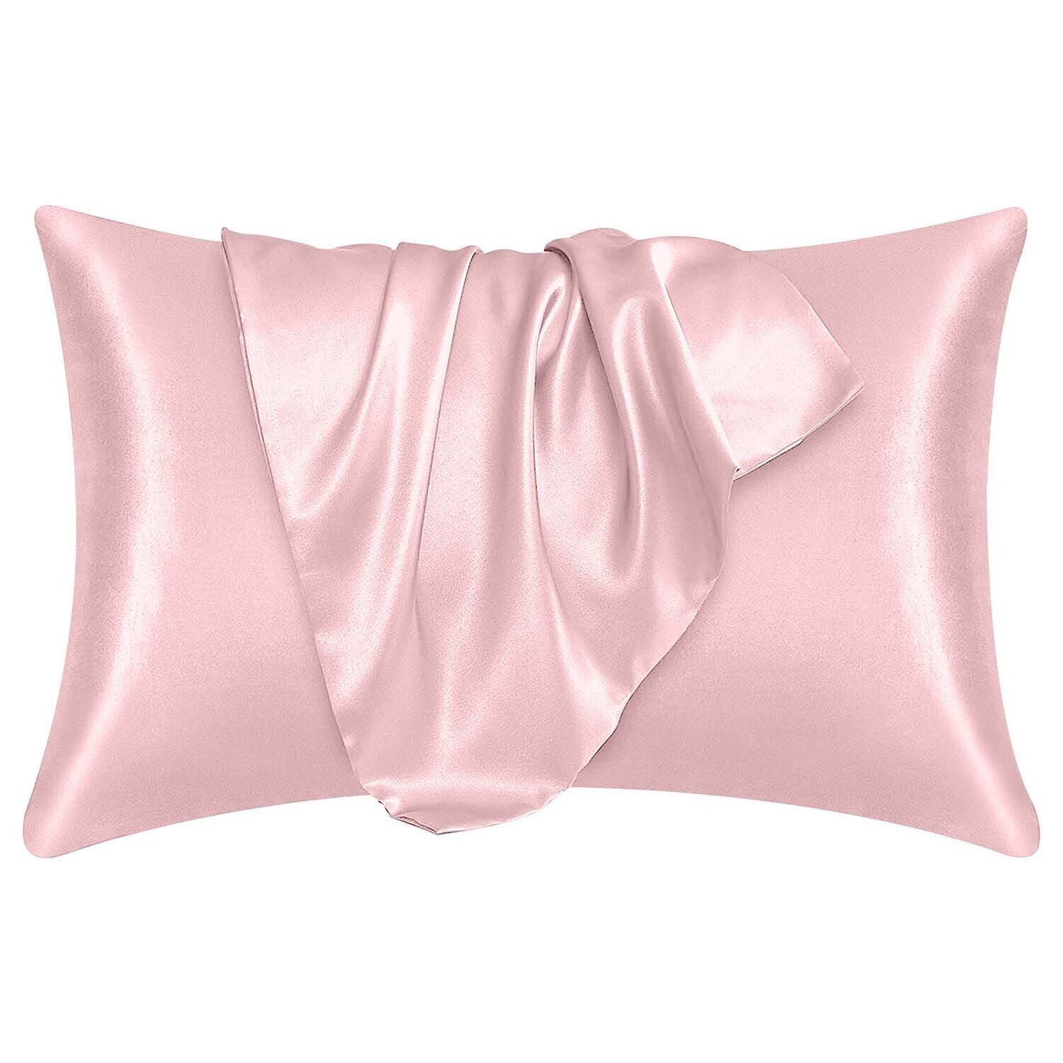 2 Pack Satin Silk Pillowcase for Hair & Skin Pillow Cases Cover Bedding Pair UK