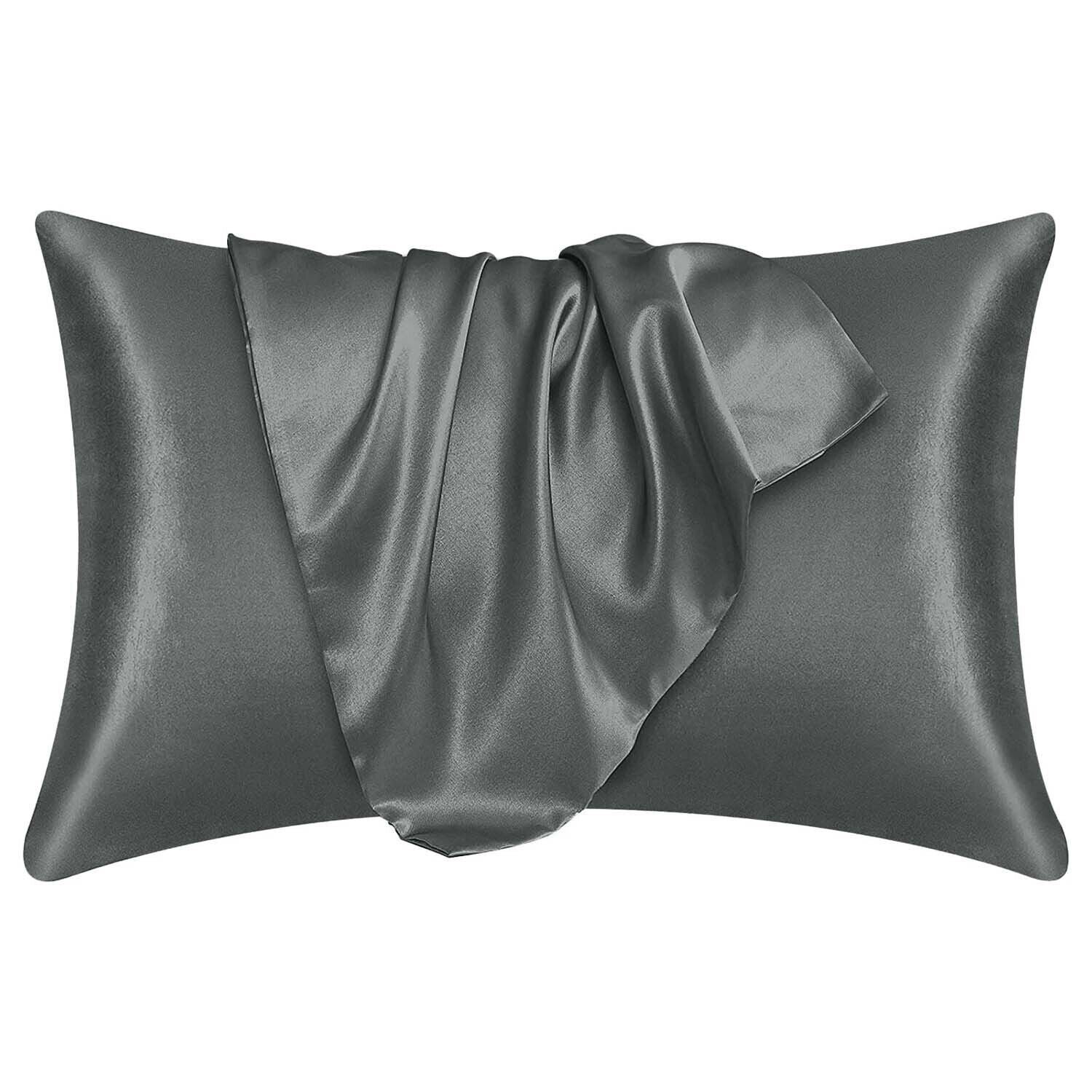 2 Pack Satin Silk Pillowcase for Hair & Skin Pillow Cases Cover Bedding Pair UK